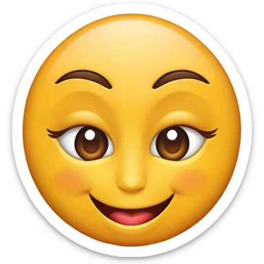Haz un emoji con una sonrisa de labios tierna y que tenga ojeras y que esté cansado y que su mirada también sea tierna y que tenga las cejas así como de forma tierna sticker