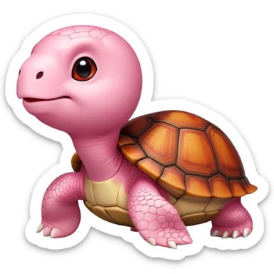 light pink turtle with a perfectly round head (not oval) in chibi style, red shell, cute, adorable, looks like a stuffed animal with no details in skin sticker