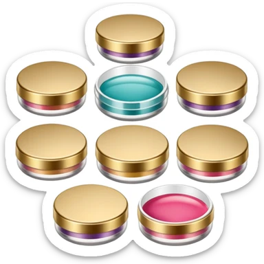 PVarios rodutos de beleza com tampa dos potes dourados e fundo transparente pra usar como figurinha sticker