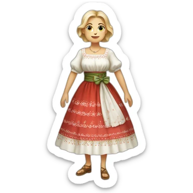Full body of A Polish woman with a typical Polish dress sticker