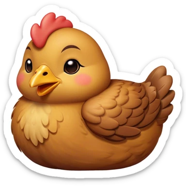 Meme-Worthy Cute Sleeping Brown Chicken Portrait Emoji, Head resting peacefully with a contented smile, showcasing a delightfully compact build and a luxuriously soft brown plumage, eyes shut in a serene, restful nap, Simplified yet hilariously adorable features, highly detailed, glowing with a soft, drowsy light, high shine, relaxed and utterly lovable, stylized with an air of playful laziness, bright and heartwarming, soft glowing outline, capturing the essence of a comically sleepy chicken, so meme-worthy it feels like it could instantly become the next viral sensation of adorable slumber! sticker