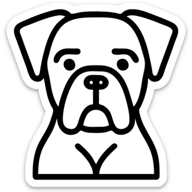 boxer dog, outlined icon style, no fill, clean lines sticker