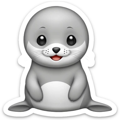 A cute chibi mascot seal character,
simple flat vector style,
black outline, white body,
forum emoji style,
minimal background, transparent background,
centered composition,
128x128 canvas,
no text, no watermark, sticker