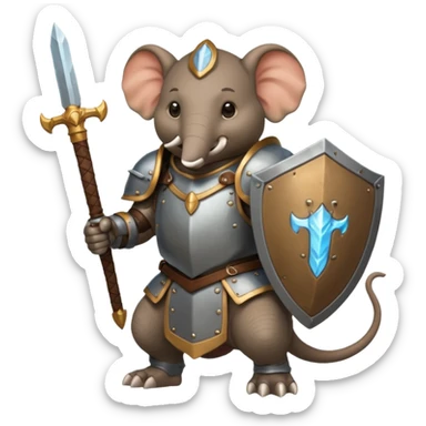 ELEPHENT KNIGHT WITH SHIELD AND SWORD RIDE THE RAT sticker