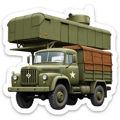 ZIL 130 Soviet military truck with iconic cabin design and flatbed sticker