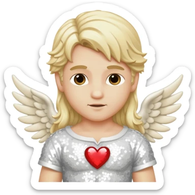 Cupid, God of Love from Gods and Goddesses with long blond hair, ivory sequin outfit sticker