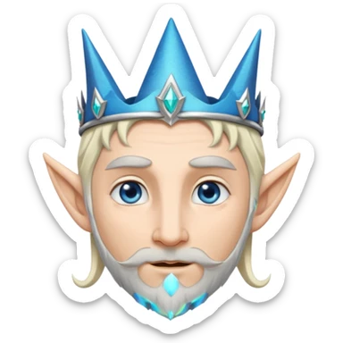 elf prince with pointy ears, white skin, silverblond hair, blue eyes, Chin beard sticker