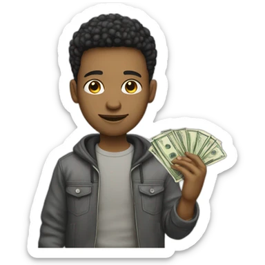 white skinned young hustler with money sticker