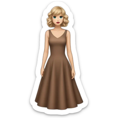 Taylor Swift with a brown dress and a look lost in the void sticker