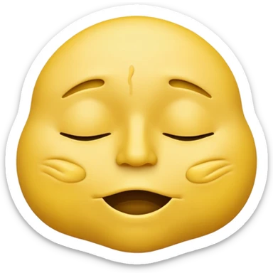 iOS-style 3D classic yellow emoji: drowsy yellow face with half-closed eyes, messy mouth, and slightly tilted head, conveying just-woke-up grogginess sticker