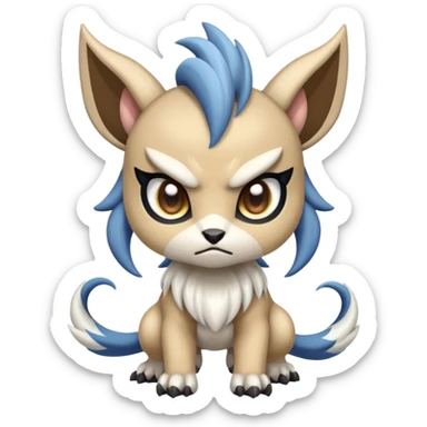 Animalistic kawaii chibi feral angry mongral Meloetta-Absol-Zekrom-Gatomon-Pteromon-hybrid sticker