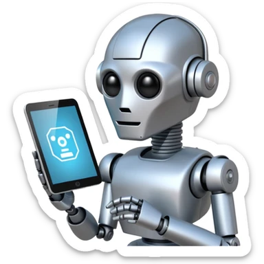 a robot collecting data from a website, web scraping, clean and simple sticker