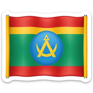 Bandera de tres líneas hariba azul medio verde con el alfabeto amazigh rojo abajo amarillo sticker