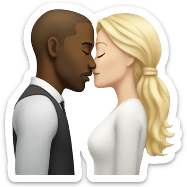 Black man kiss white blonde woman  sticker