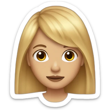 Brown long hair blonde girl with curtain bangs sticker
