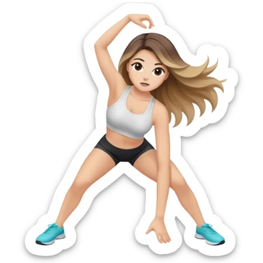 Chica haciendo ejercicios con cabello balayage y ojos oscuros sticker