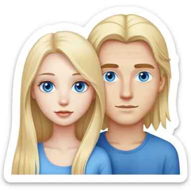 pretty woman with pale skin and who has BLUE eyes very long blonde hair with her boyfriend who has shorter hair sticker