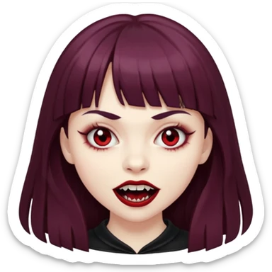 eu quero uma menina de franja e cabelo comprido cabelo castanho parecendo uma vampira sticker