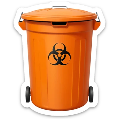 empty orange BIN WITH "HAZARDOUS" WORD IN IT. CORRECT SPELLING PLEASE sticker