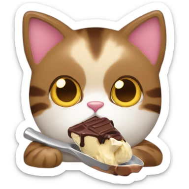 a-cat-eating-chocolate-shaving-icecream sticker