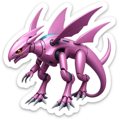  Cool Edgy Shiny Futuristic Ethereal Legendary Digimon-Genesect-Palkia-hybrid full body sticker