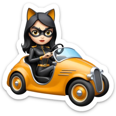 Hot rod Cat Woman’s retro futuristic Catmobile twin seat rc car  sticker