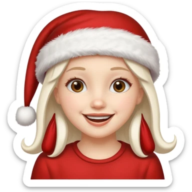 clean and vanilla girl with santa claus hat like holiday mood, christmas!! sticker