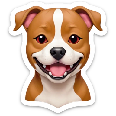 Cinematic Comical Red/Fawn Staffordshire Bull Terrier Portrait Emoji, Head tilted dramatically with an exaggeratedly amused expression, featuring a striking red/fawn Fur with bold white accents, wide, expressive dark eyes filled with playful disbelief, Simplified yet hilariously expressive features, highly detailed, glowing with a slightly sassy glow, high shine, dramatic yet playful, stylized with an air of cheeky mischief, bright and endearing, soft glowing outline, capturing the essence of a spirited and over-the-top guardian, so meme-worthy it feels like it could side-eye its way into internet fame instantly! sticker