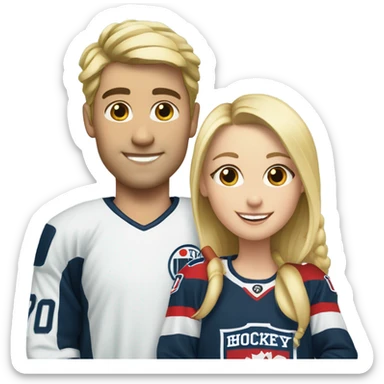 a hockey boy and his blonde girlfriend sticker
