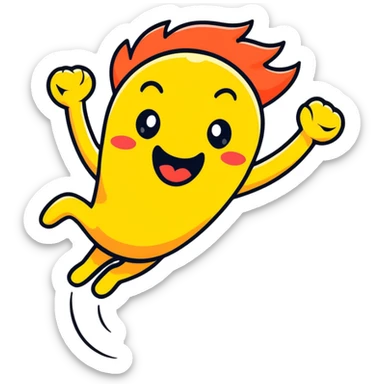 over-the-top ecstatic character, maximum excitement, screaming at the top of their lungs, jumping with joy, completely uncontained enthusiasm sticker