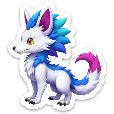  Colorful Kawaii Sergal-Fionbri FurSona Fakemon Full Body sticker