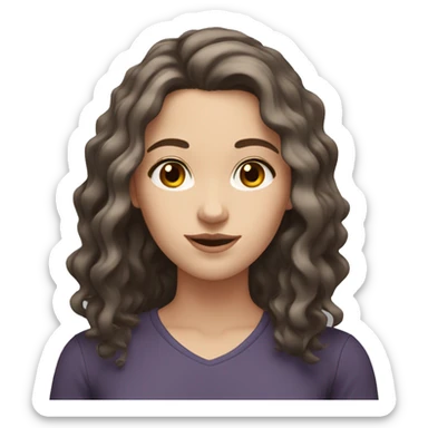white girl with shoulder length dark brown wavy hair and brown eyes sticker