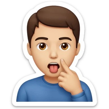 Mordendo um dedo dentro da boca com emoji sticker