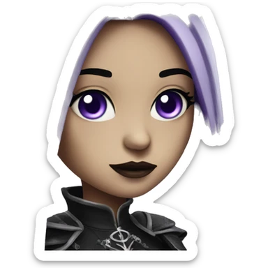 Queen gothic girl long dark black and purple hair with whip sticker