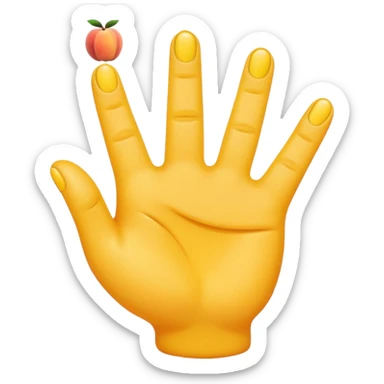 The image shows a modified emoji combination where a yellow hand emoji is positioned over a peach emoji. The hand’s fingers are spread sticker
