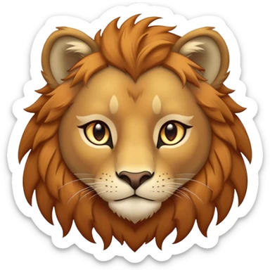 Cinematic Noble Lio Cub Portrait Emoji, Poised and regal, with a powerful, muscular build and a majestic, tawny mane, deep-set soulful amber eyes, Simplified yet sharp and sophisticated features, highly detailed, glowing with a warm, dignified glow, high shine, intelligent and fierce, stylized with an air of wild majesty, focused and attentive, soft glowing outline, capturing the essence of a watchful and confident king, so majestic it feels as though it could roar out of the screen with effortless authority! sticker