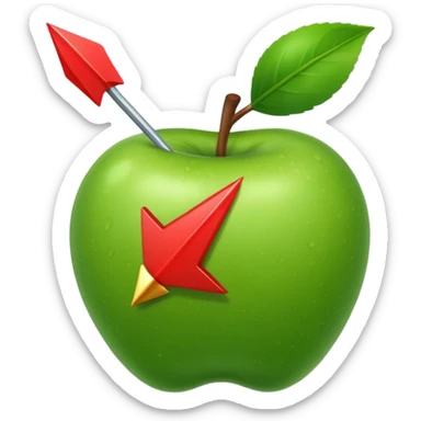 red arrow in green apple sticker