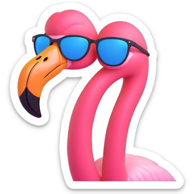 flamingo with sunglasses, looking sideways sticker