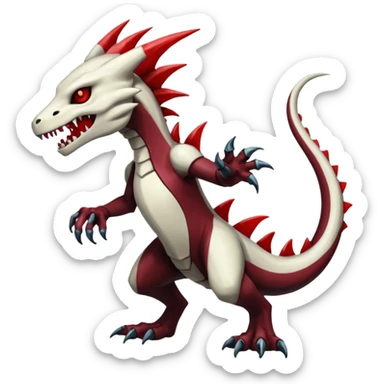 Shiny White Evil Glowing Eldritch Marowak-Salandit-Duskull-Darkdramon-fusion with bloody red markings sticker