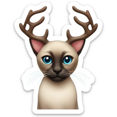 Dark Siamese cat with reindeer antlers sticker