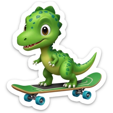 Baby dinosaur on a skateboard sticker