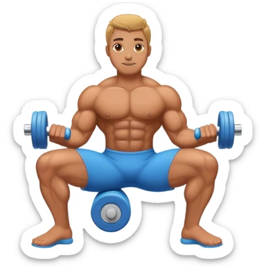 bodybuilder using foam roller sticker