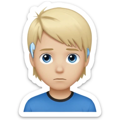 boy with blonde hair emo, shirt color brown, and color eyes blue sticker