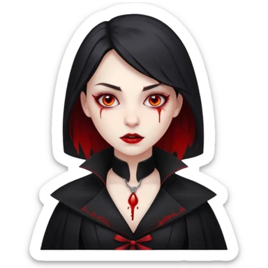 Women Vampire with black coat dress and eyes should be red with blood sticker