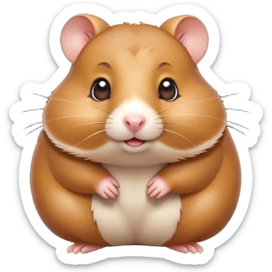 Cinematic Cute Brown Hamster Portrait Emoji, Head tilted playfully and inquisitively, featuring a glossy, rich brown coat with a delicate sheen, round, sparkling dark eyes filled with curiosity, Simplified yet irresistibly adorable features, highly detailed, glowing with a warm, friendly glow, high shine, affectionate and lively, stylized with a touch of whimsy, bright and endearing, soft glowing outline, capturing the essence of a mischievous yet loving hamster, so playful it feels like it could dash out of the screen and into your arms! sticker