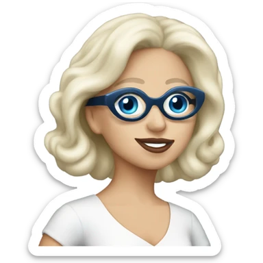 Elegant lady-gaga-dancing-blue eyes- wearing glasses: sticker