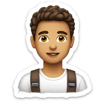 Chico adolescente flaco, alto, pelo liso corto castaño, ojos marrones, de piel blanca sticker