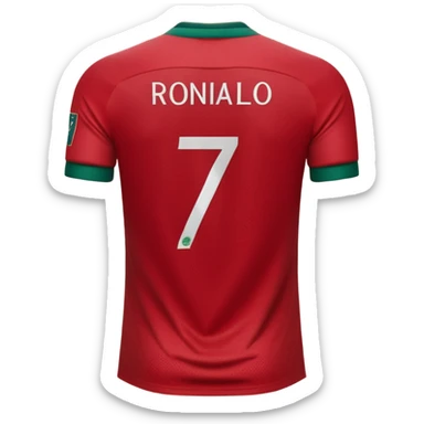 Create back side jersey of Portugal football team of red colour. Name "RONALDO" jersey no 7. sticker