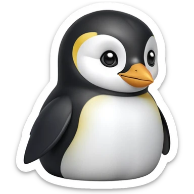 cinematic-cute-emperor-penguin-portrait-emoji,-head-tilted-playfully-and-inquisitively,-with-glossy,-pristine-plumage,-sparkling-eyes-filled-with-curiosity,-simplified-yet-irresistibly-adorable-features, black, large black eyes face, zoomed in sticker