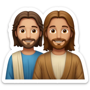 Jesus and a person smiling together sticker